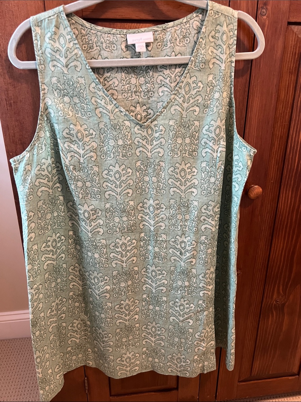 J Jill green print linen tunic - size M